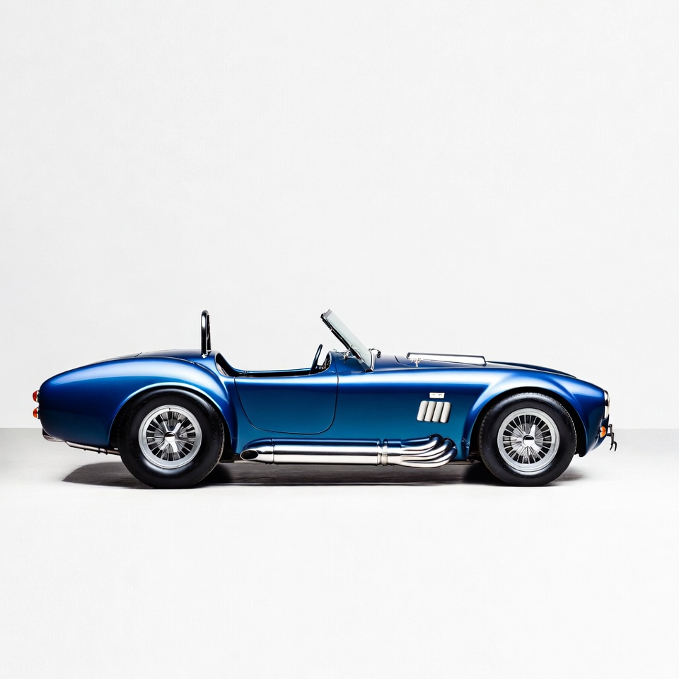 Blue Shelby Cobra Convertible Side View Blue Shelby Cobra Convertible Side View