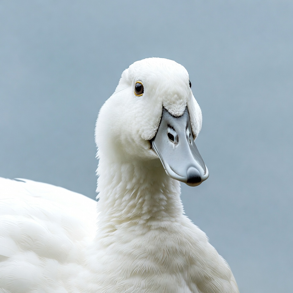 White duck close-up portrait White duck close-up portrait
