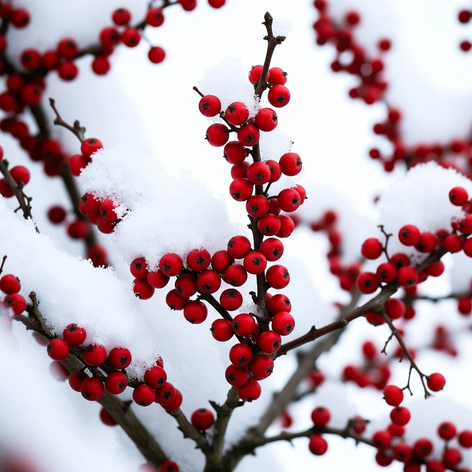 Red Berries Covered in Snow Red Berries Covered in Snow