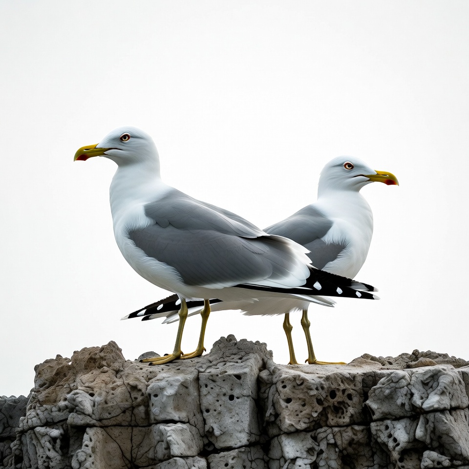 Two seagulls standing on rock Two seagulls standing on rock