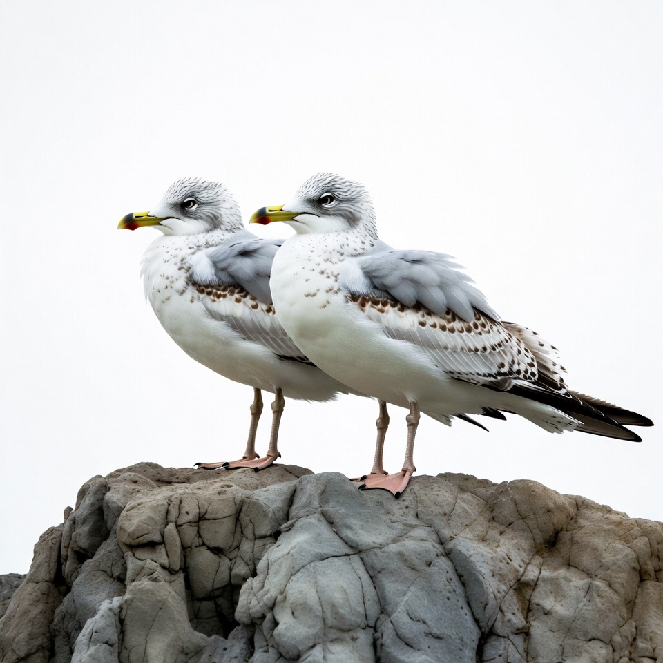 Two seagulls standing on rock Two seagulls standing on rock