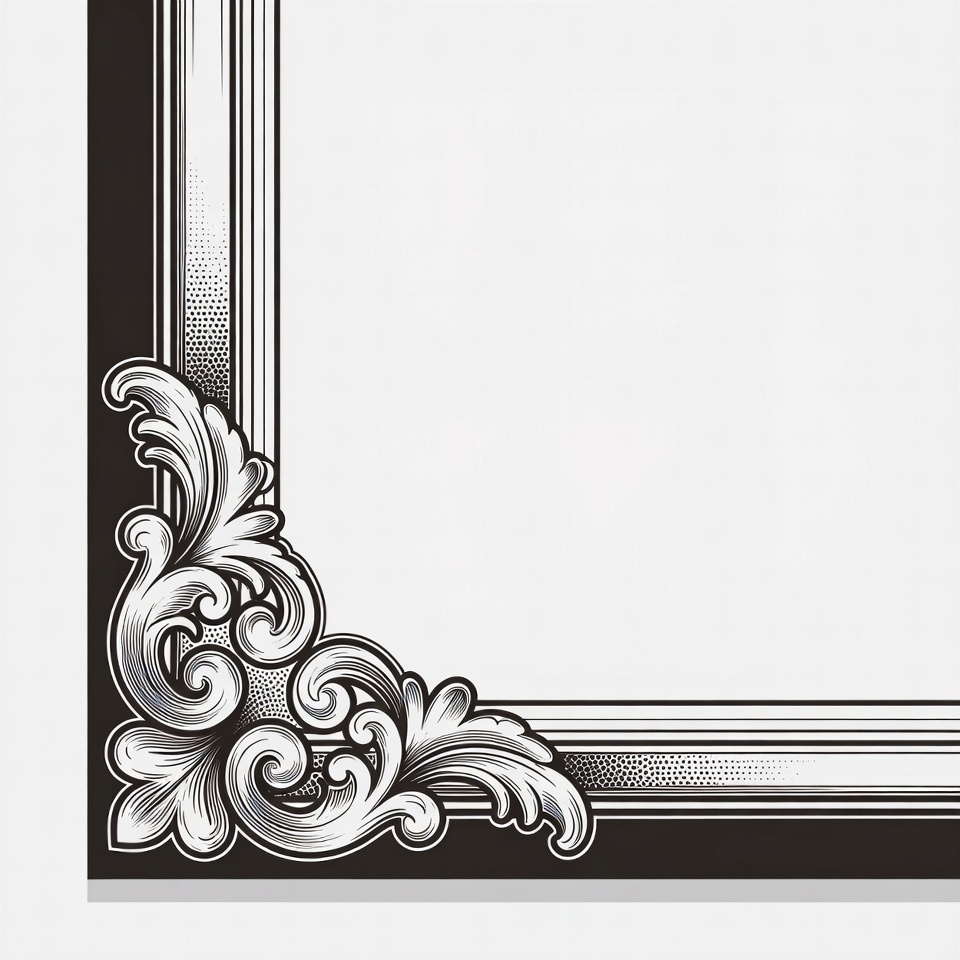 Ornate Black and White Frame Corner Ornate Black and White Frame Corner
