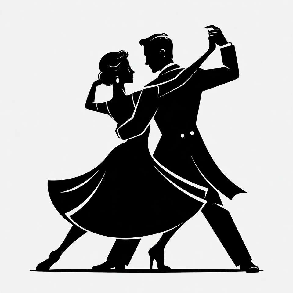 Silhouette couple dancing ballroom Silhouette couple dancing ballroom