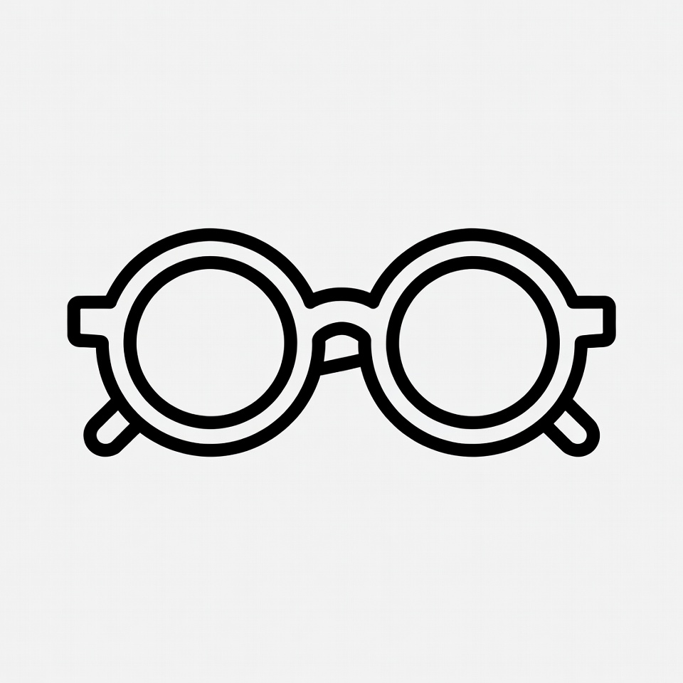 Round Black Line Glasses Icon Round Black Line Glasses Icon