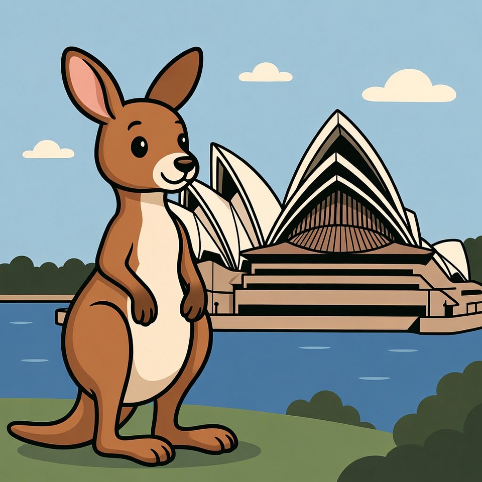 Cartoon Kangaroo at Sydney Opera House Cartoon Kangaroo at Sydney Opera House