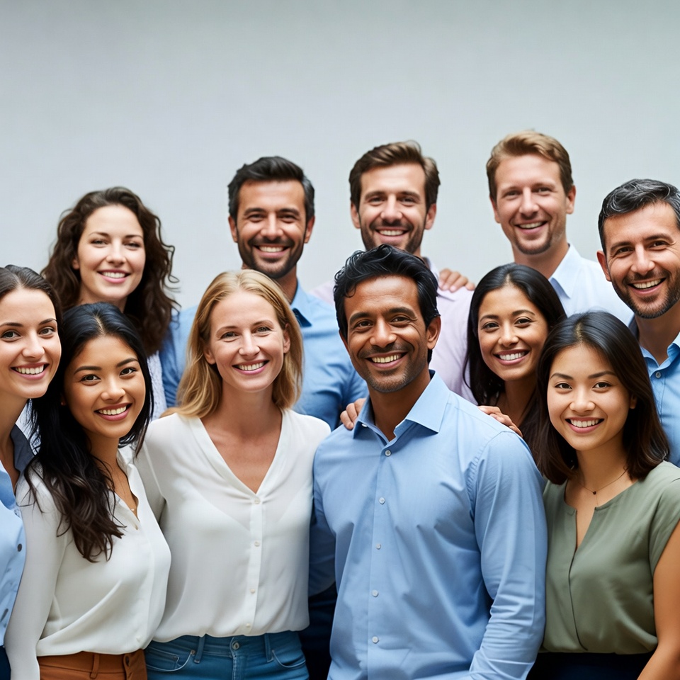 Diverse professional team smiling together Diverse professional team smiling together
