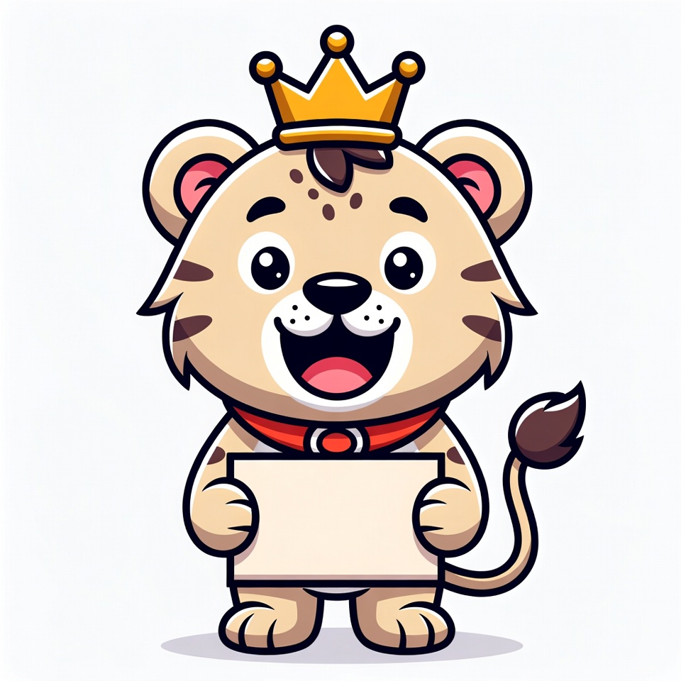 Cartoon Lion Holding Blank Sign Cartoon Lion Holding Blank Sign