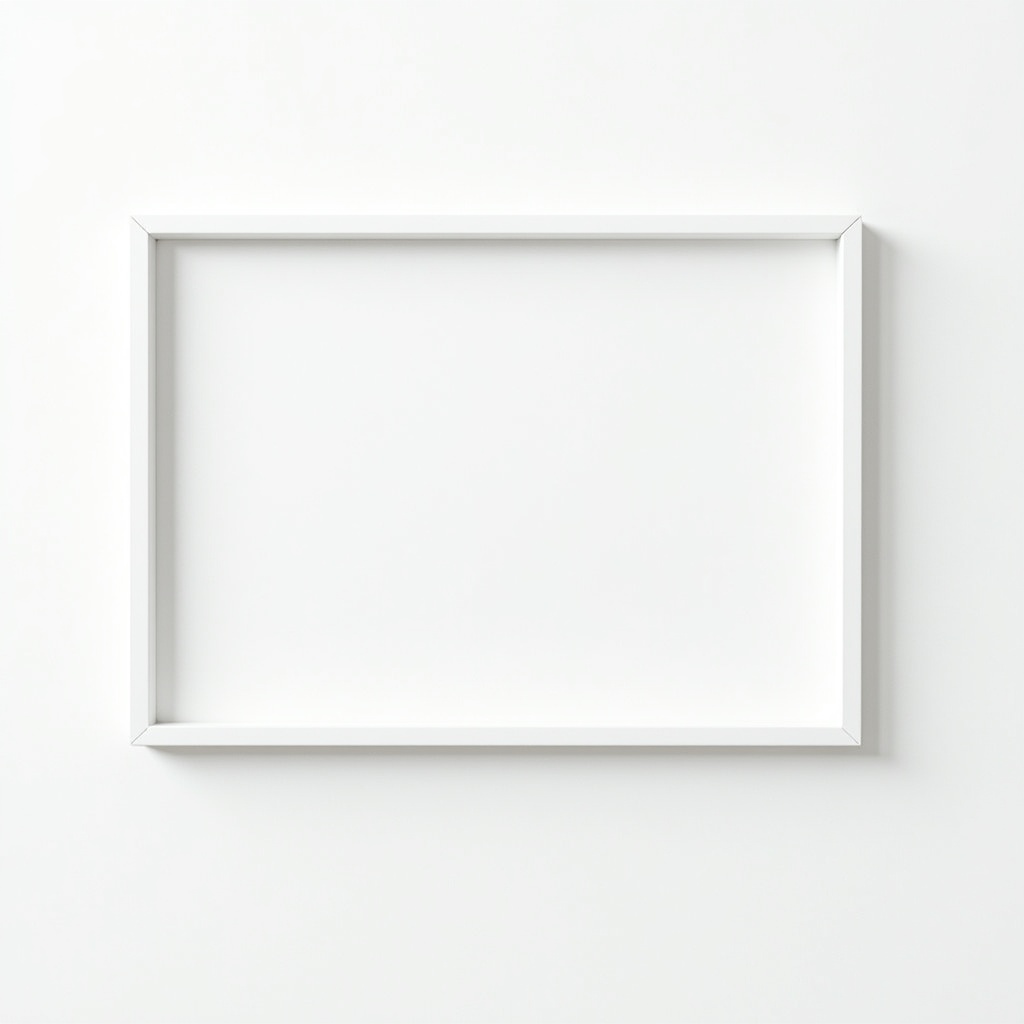 White Empty Picture Frame on Wall White Empty Picture Frame on Wall
