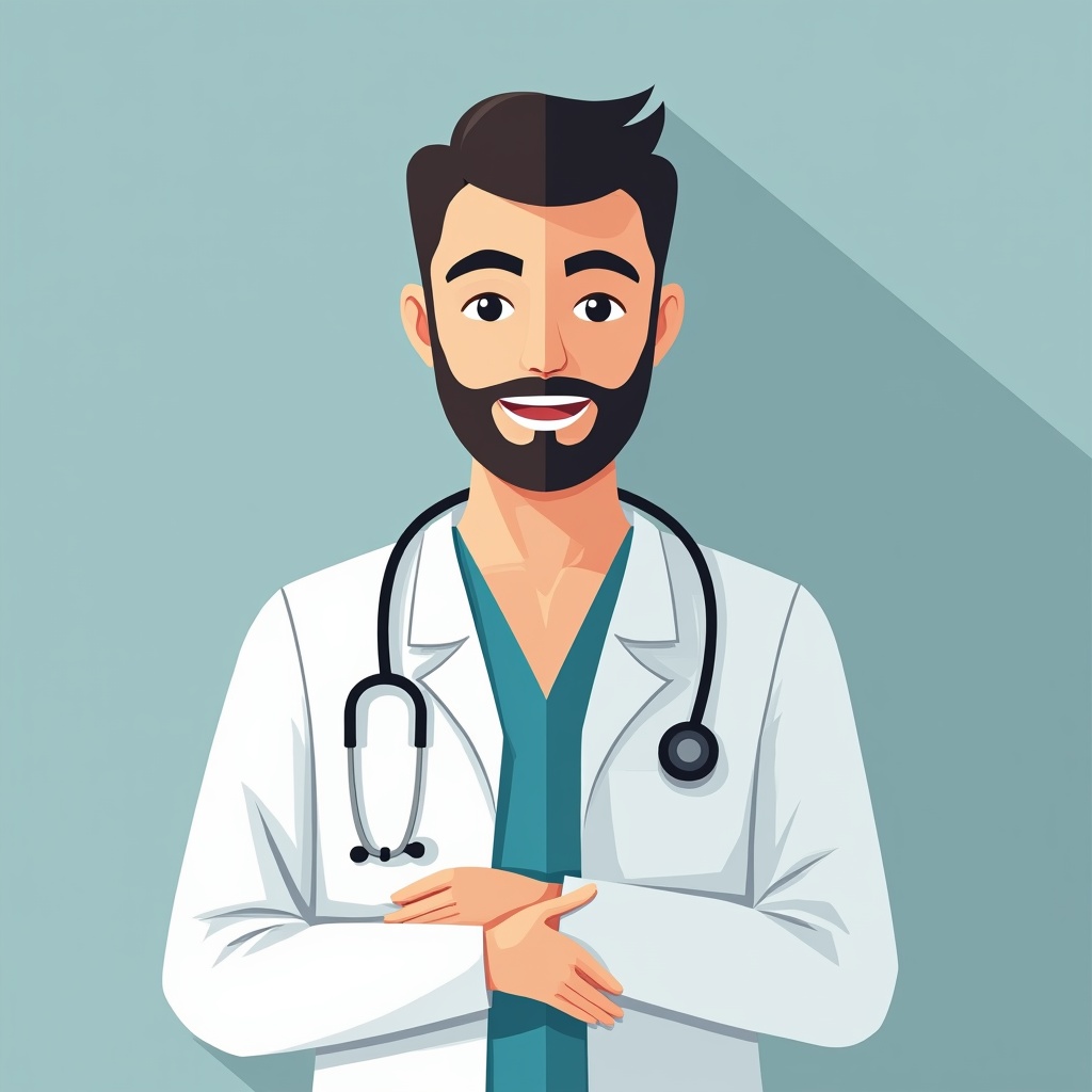 Bearded male doctor with stethoscope Bearded male doctor with stethoscope