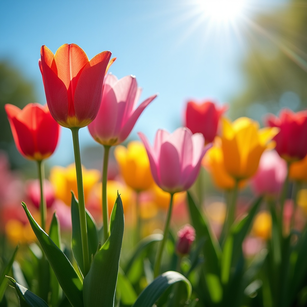 Colorful Tulips in Sunlight Colorful Tulips in Sunlight