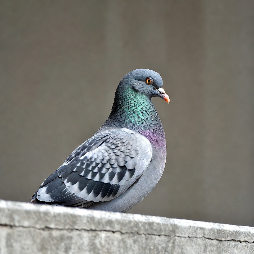 Gray pigeon on concrete wall Gray pigeon on concrete wall