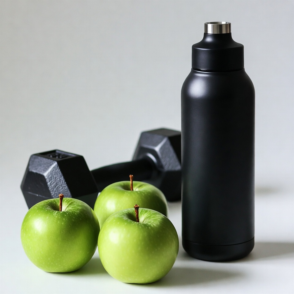 Green Apples Dumbbells Black Water Bottle Green Apples Dumbbells Black Water Bottle