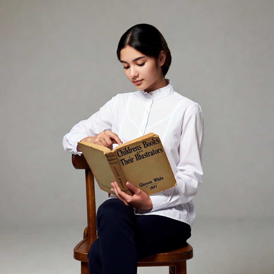 Asian girl reading children's book Asian girl reading children's book