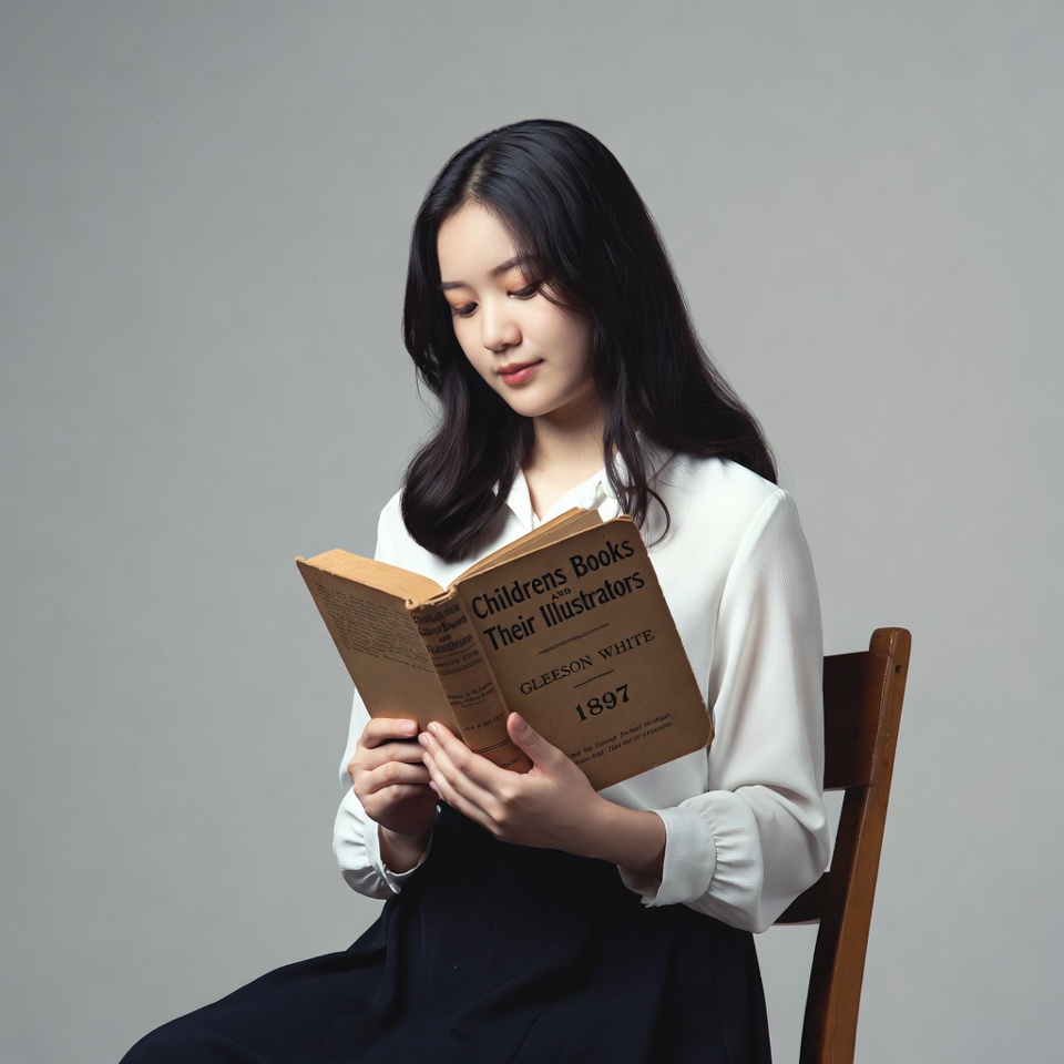 Asian woman reading children's book Asian woman reading children's book