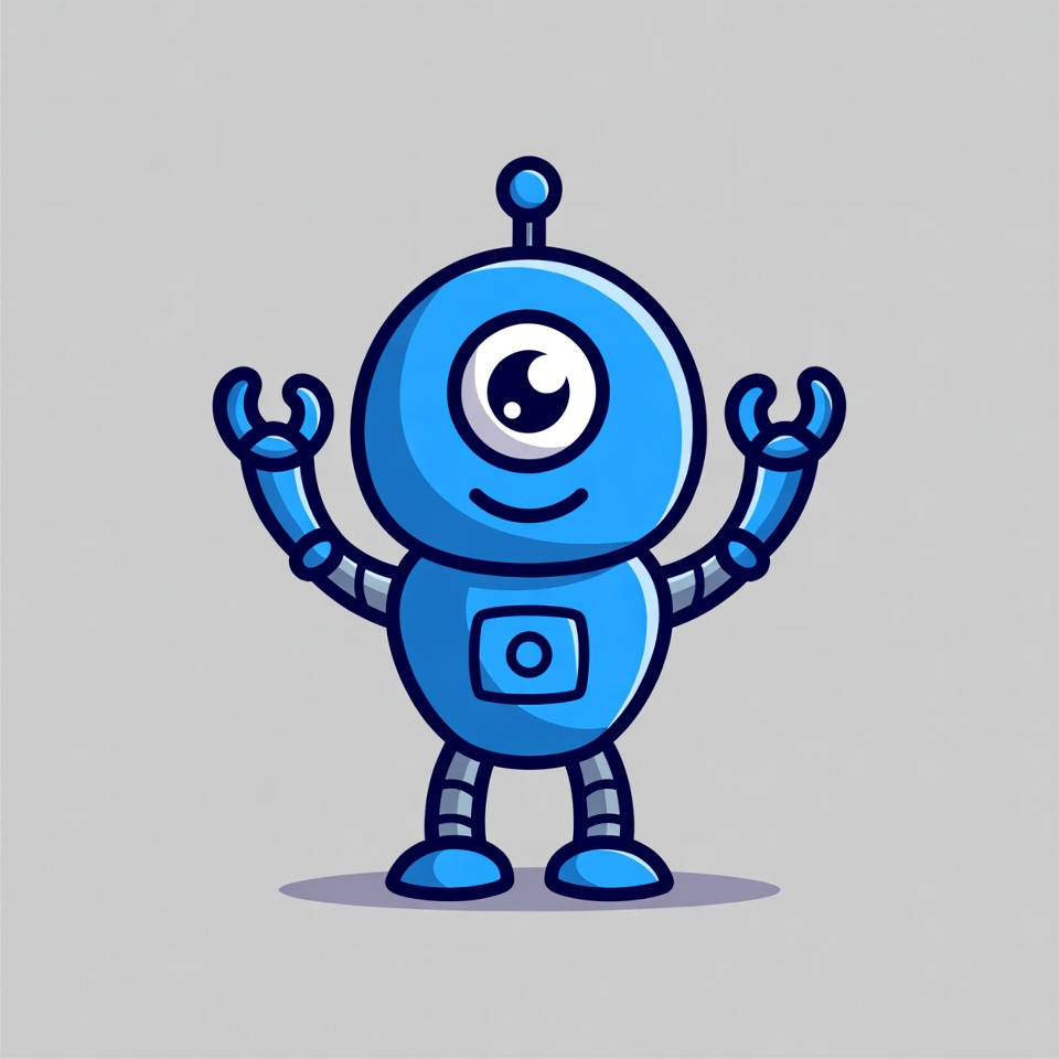 Cute blue robot illustration Cute blue robot illustration