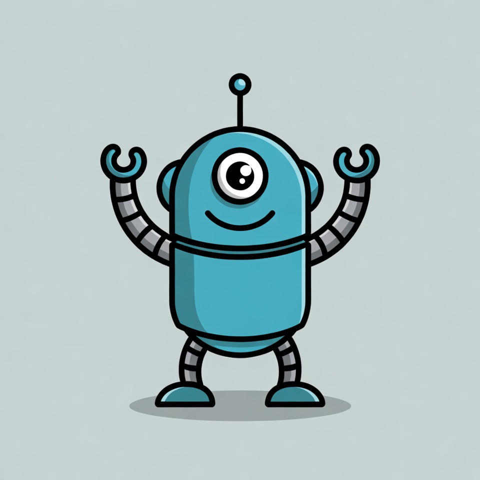 Cute blue robot illustration Cute blue robot illustration