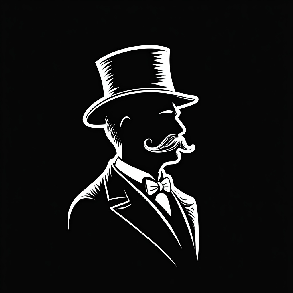 Man in Tuxedo with Top Hat Silhouette Man in Tuxedo with Top Hat Silhouette