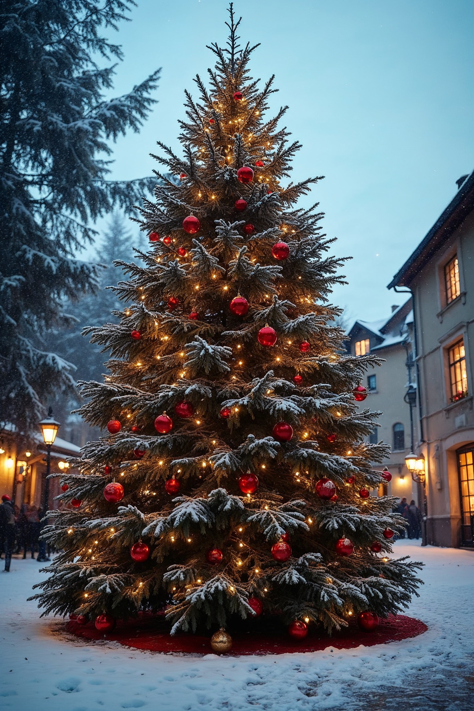 Snowy Christmas Tree with Lights Snowy Christmas Tree with Lights