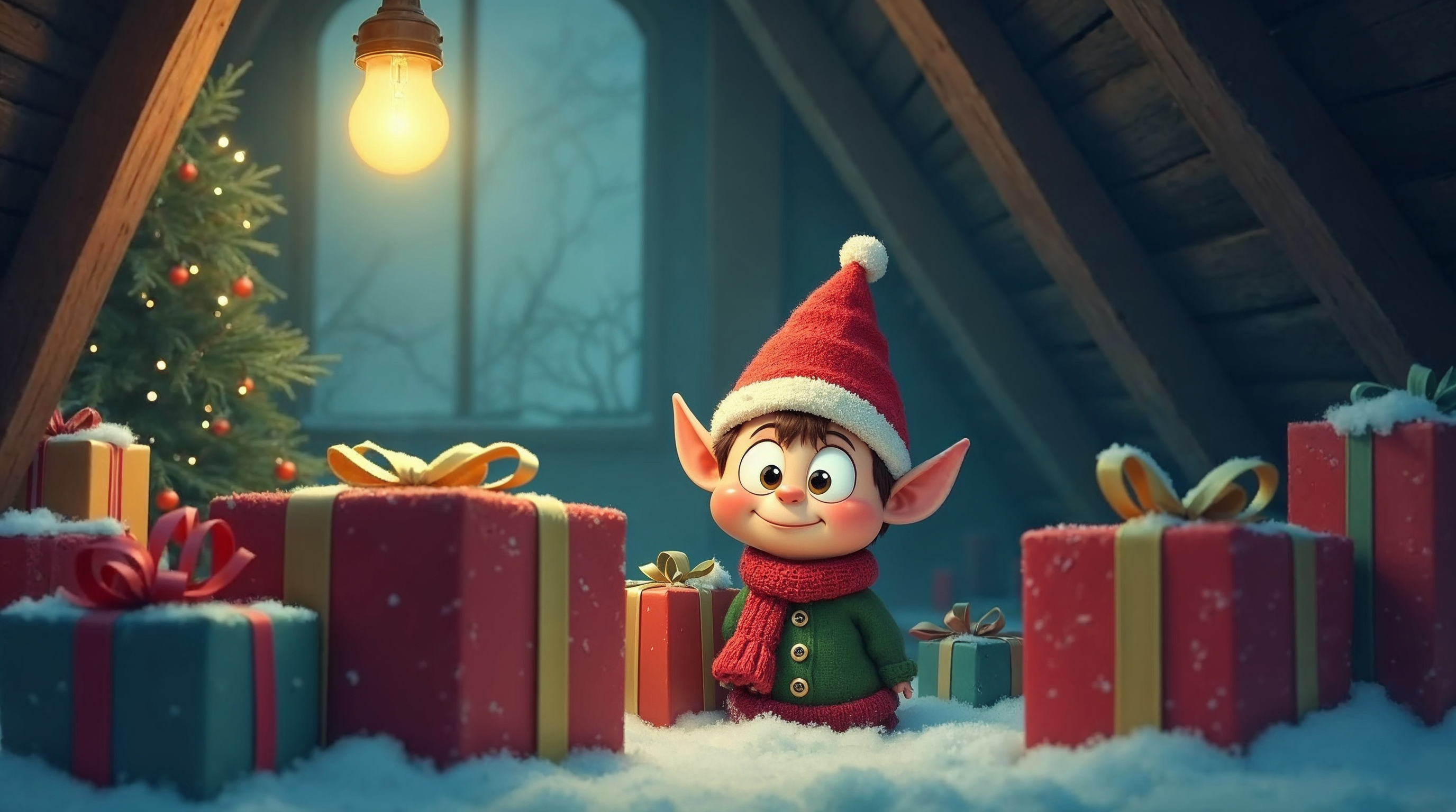 Cute Christmas Elf with Presents Cute Christmas Elf with Presents