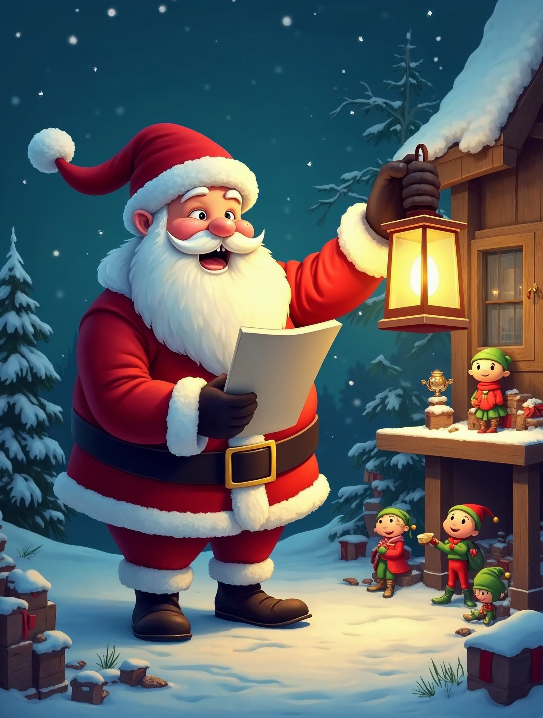 Santa reading list with elves Santa reading list with elves