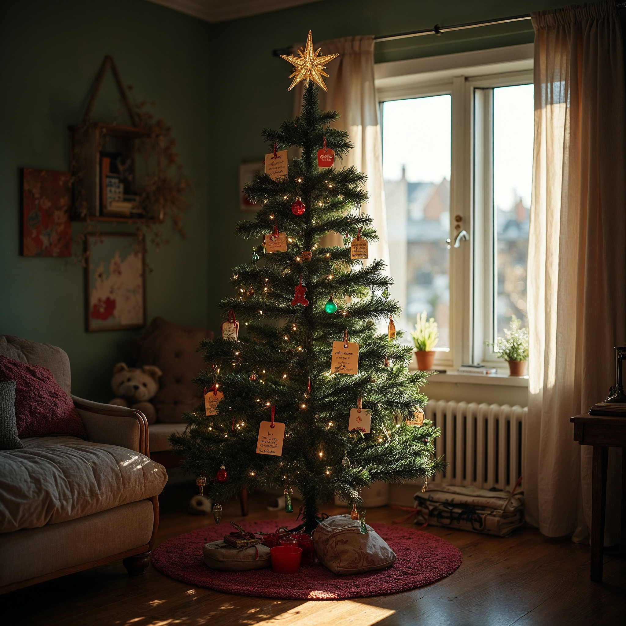 Cozy Christmas Tree in Living Room Cozy Christmas Tree in Living Room