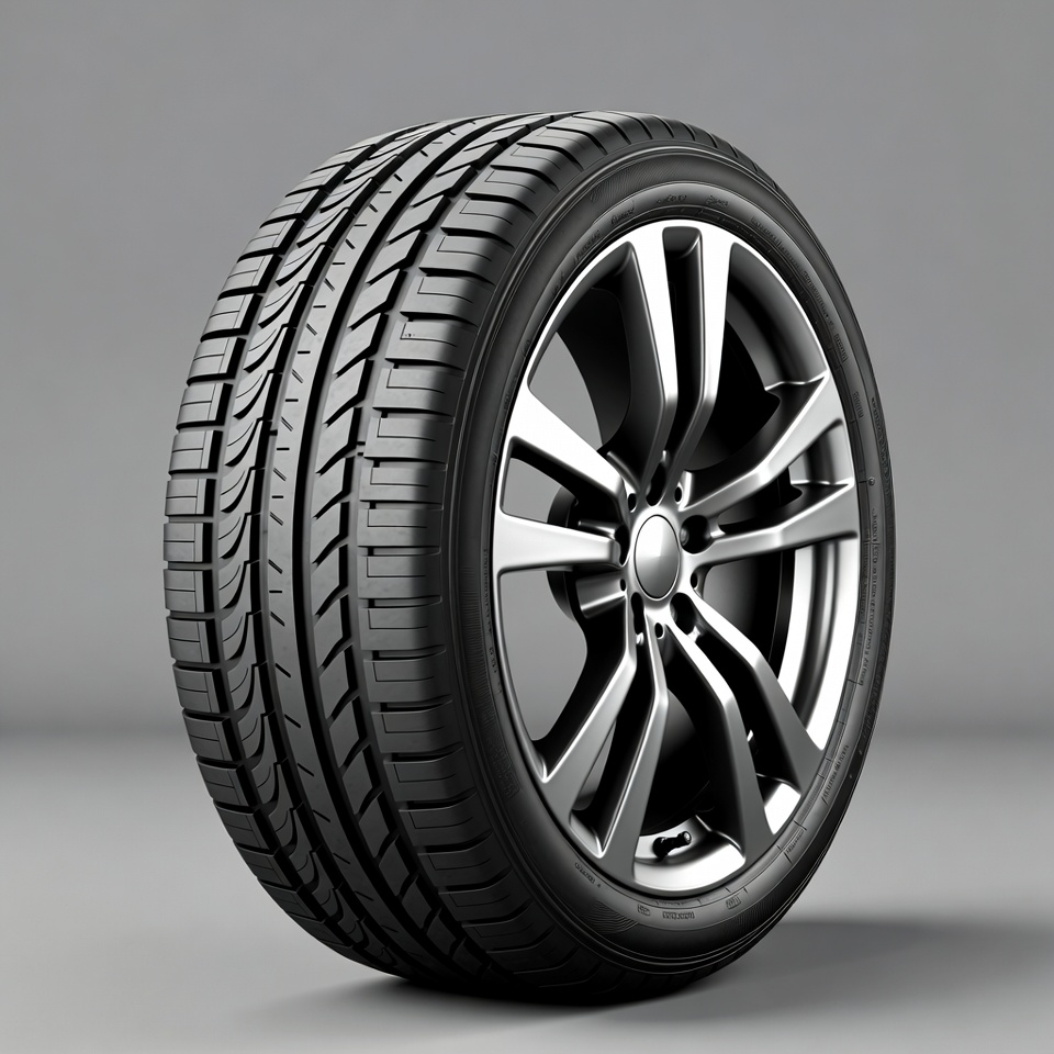 Black car tire on alloy wheel Black car tire on alloy wheel