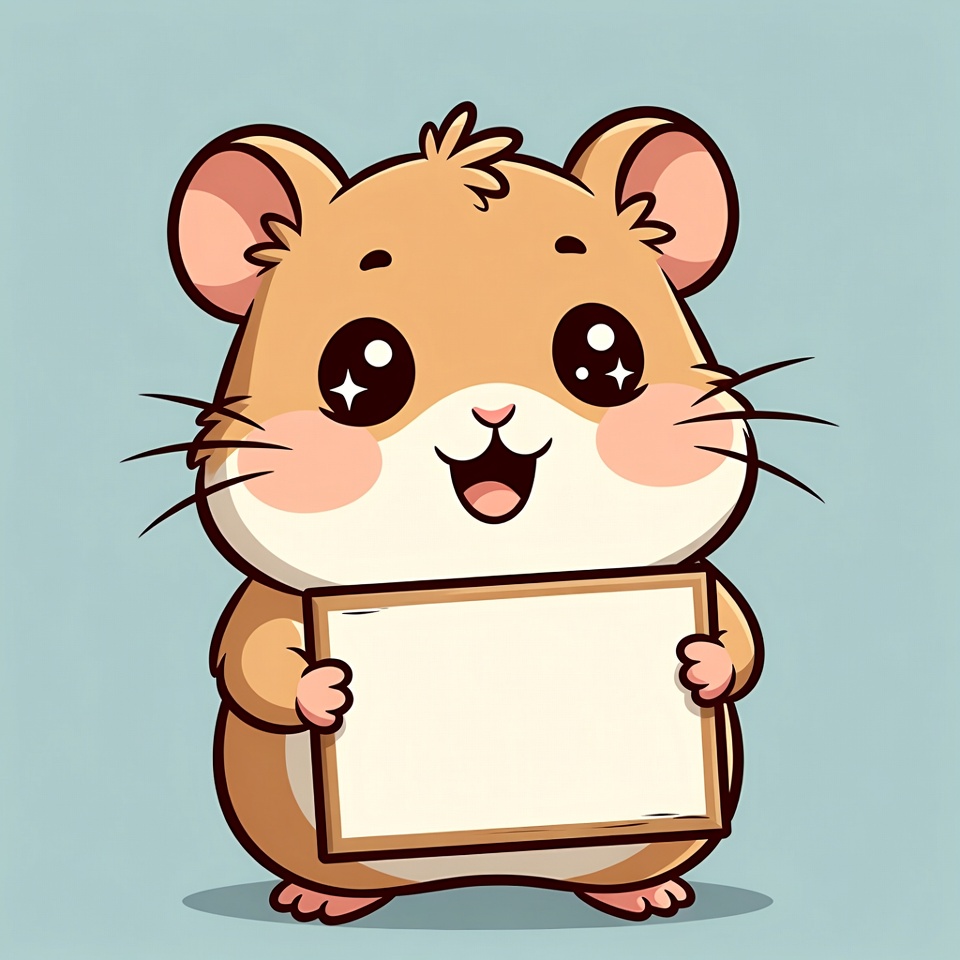 Cute hamster holding blank sign Cute hamster holding blank sign