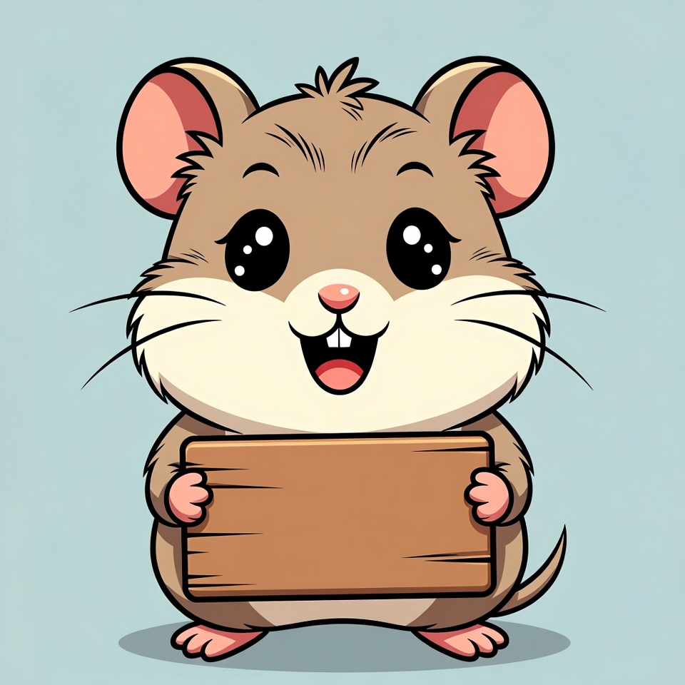 Cute hamster holding blank sign Cute hamster holding blank sign