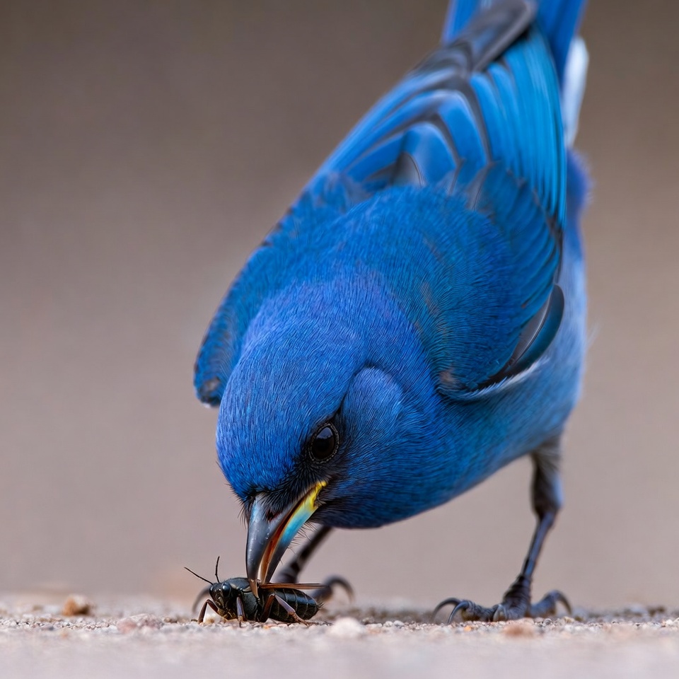 Blue bird eating insect Blue bird eating insect