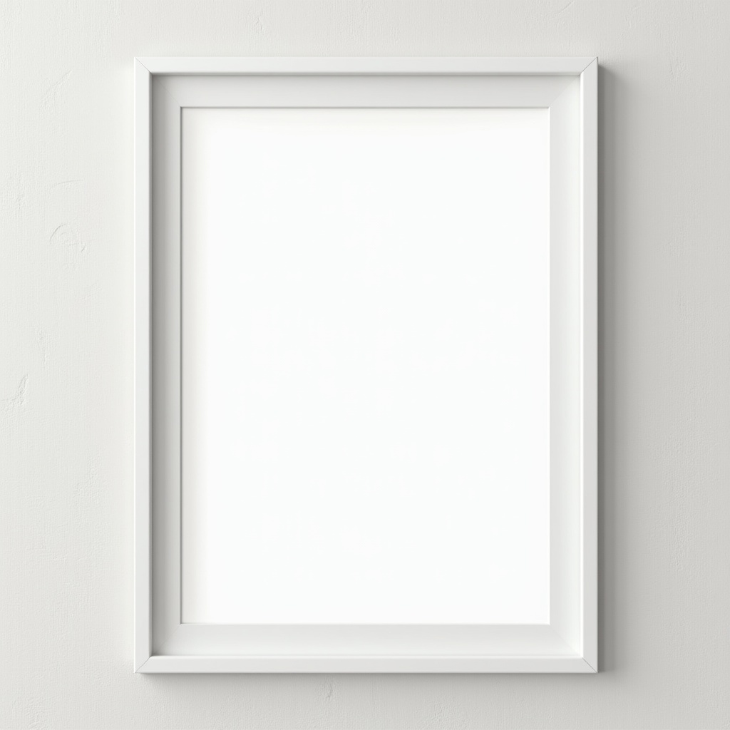 White frame with blank picture on wall White frame with blank picture on wall