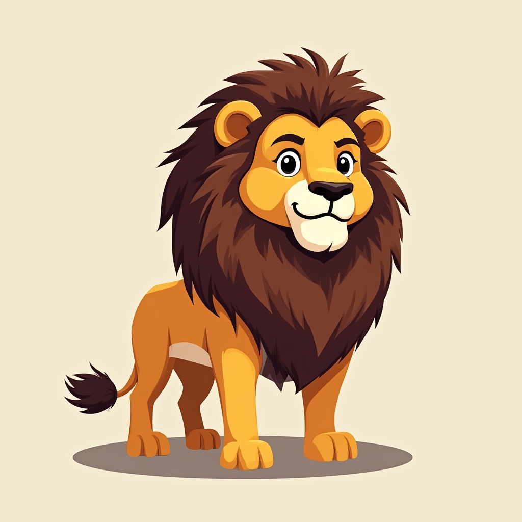 Cartoon Lion Standing on White Background Cartoon Lion Standing on White Background