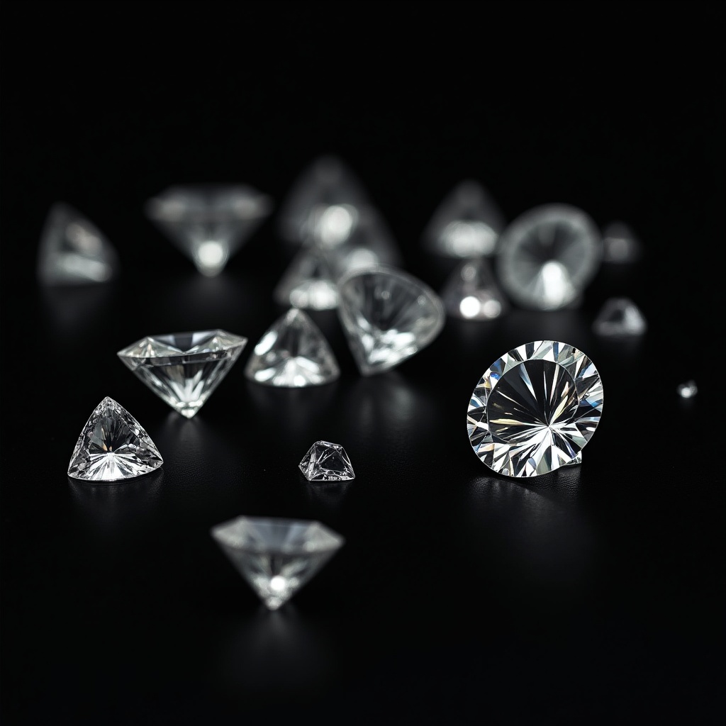 Scattered Diamonds on Black Background Scattered Diamonds on Black Background
