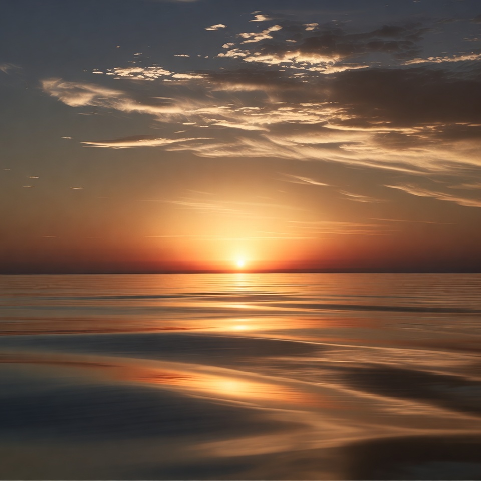 Sunset over calm ocean water Sunset over calm ocean water
