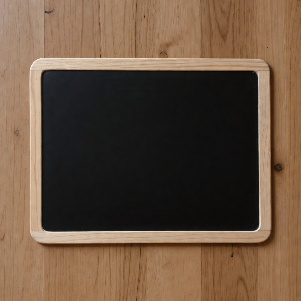 Blank Chalkboard on Wooden Surface Blank Chalkboard on Wooden Surface