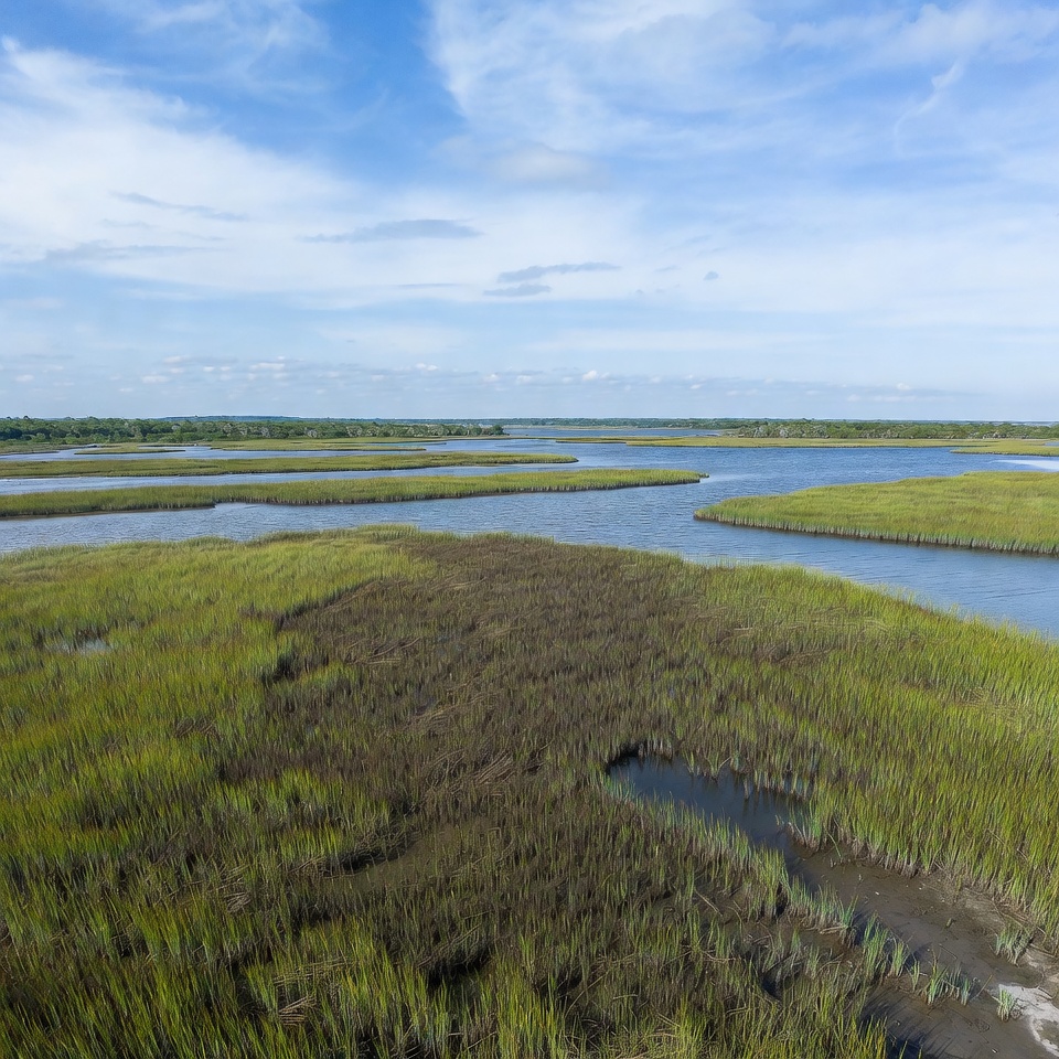 Aerial View of Marshlands and Water Channels Aerial View of Marshlands and Water Channels