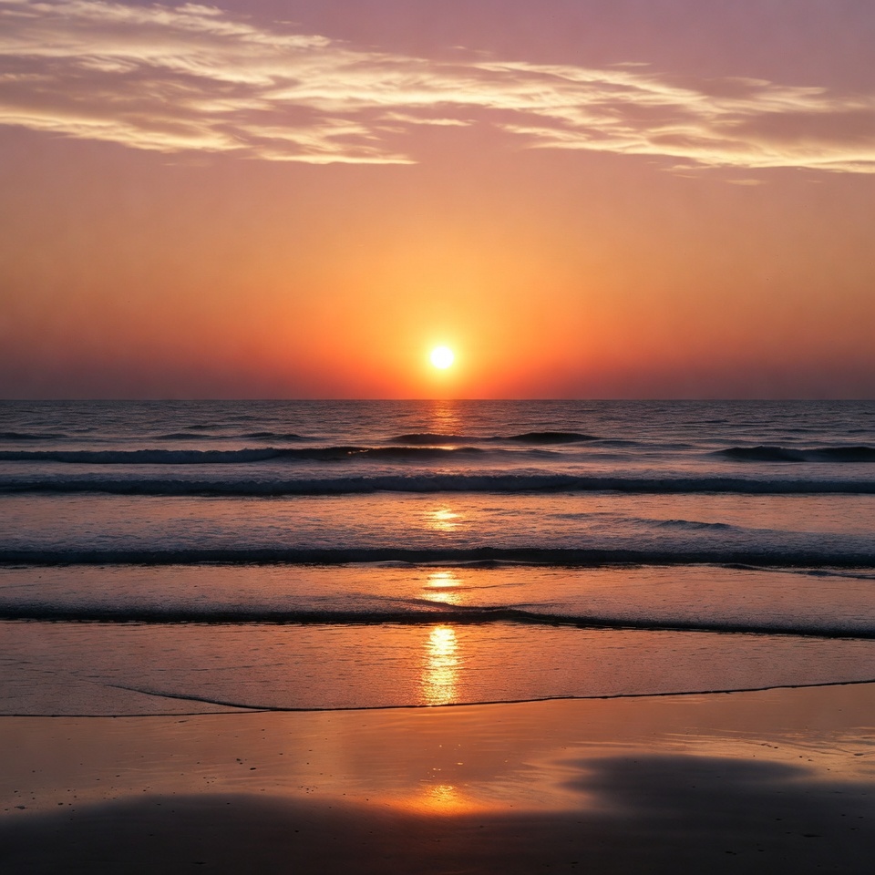 Sunset over ocean waves Sunset over ocean waves