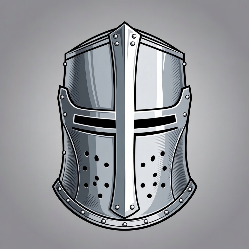 Silver Knight Helmet Illustration Silver Knight Helmet Illustration