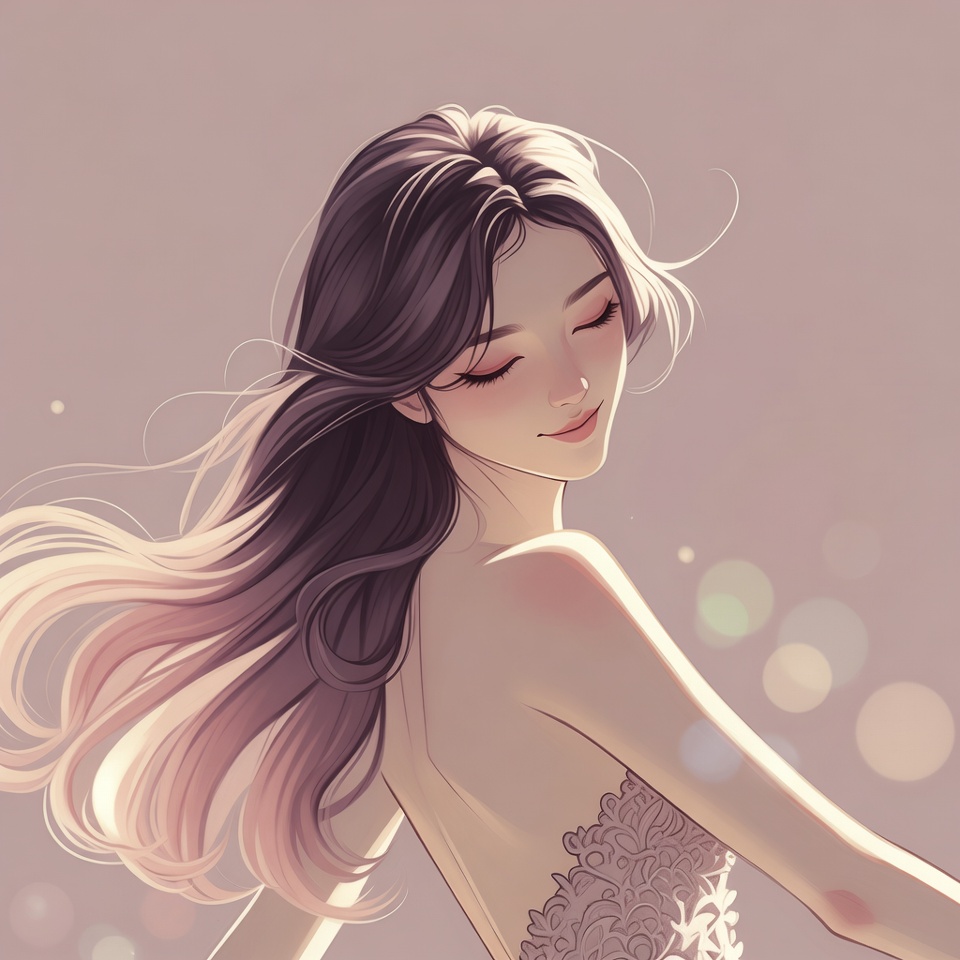 Anime girl with flowing hair Anime girl with flowing hair