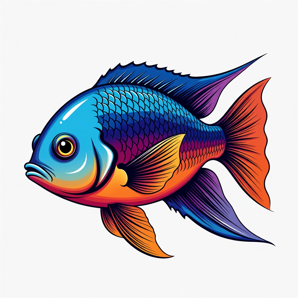 Colorful Vibrant Cichlid Fish Illustration Colorful Vibrant Cichlid Fish Illustration