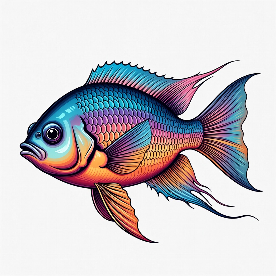 Colorful Rainbow Cichlid Fish Illustration Colorful Rainbow Cichlid Fish Illustration