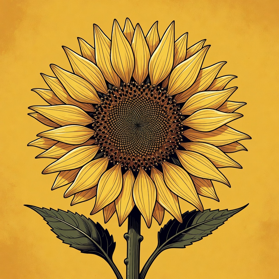 Vibrant Yellow Sunflower Illustration Vibrant Yellow Sunflower Illustration