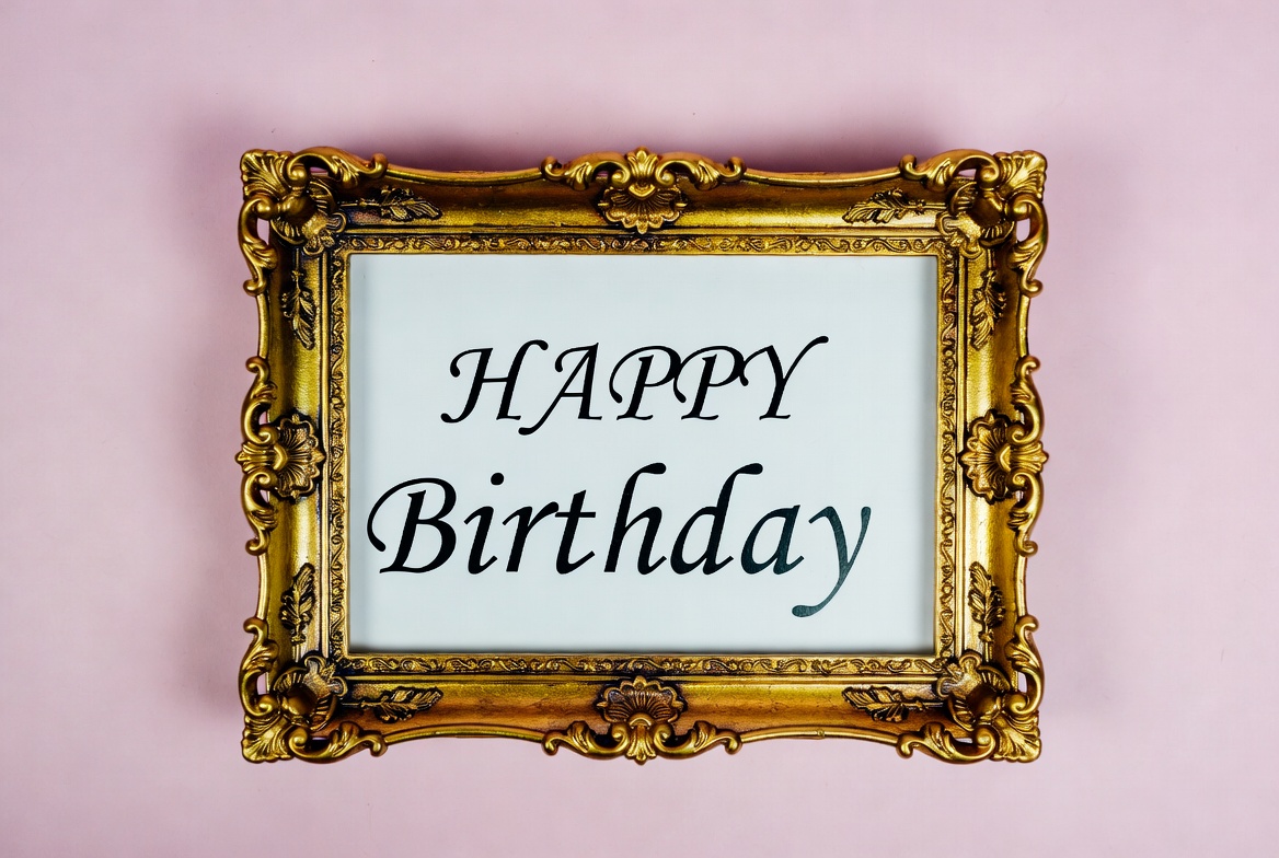 Gold Framed Happy Birthday Sign Gold Framed Happy Birthday Sign