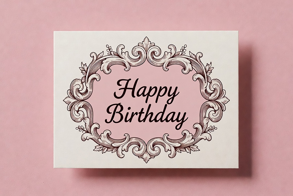 Ornate Happy Birthday Card Ornate Happy Birthday Card