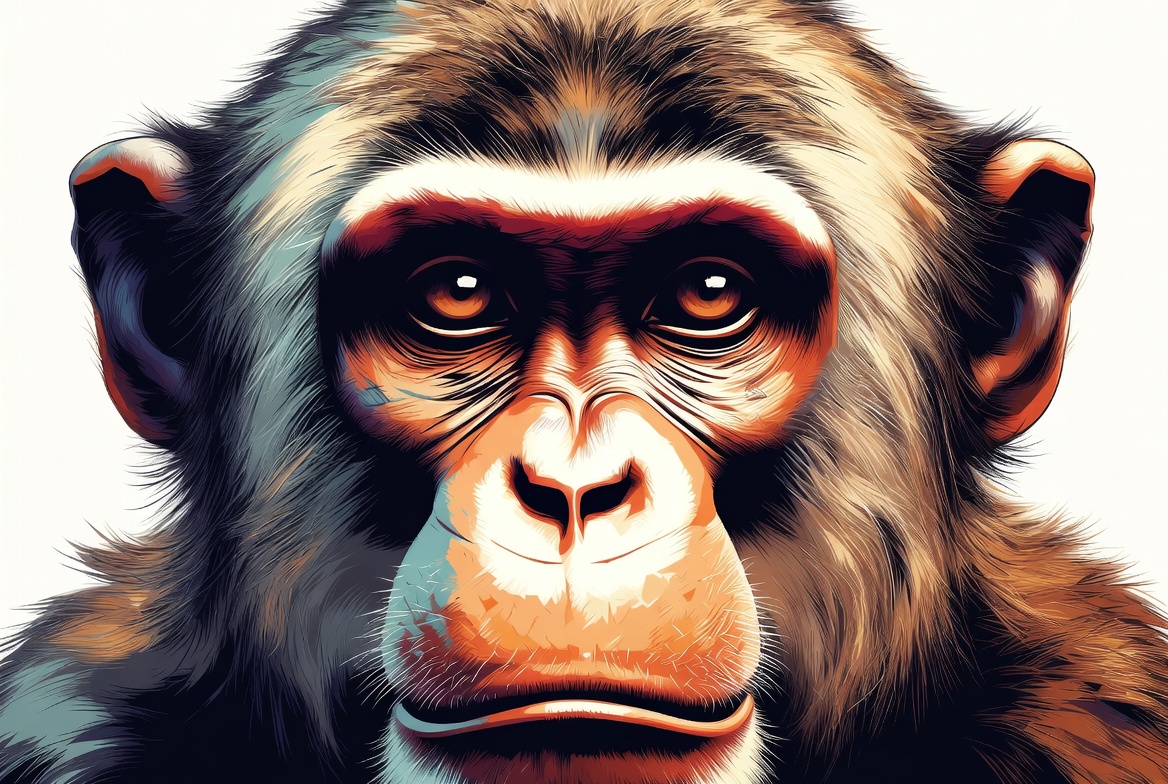 Close-up chimpanzee face illustration Close-up chimpanzee face illustration