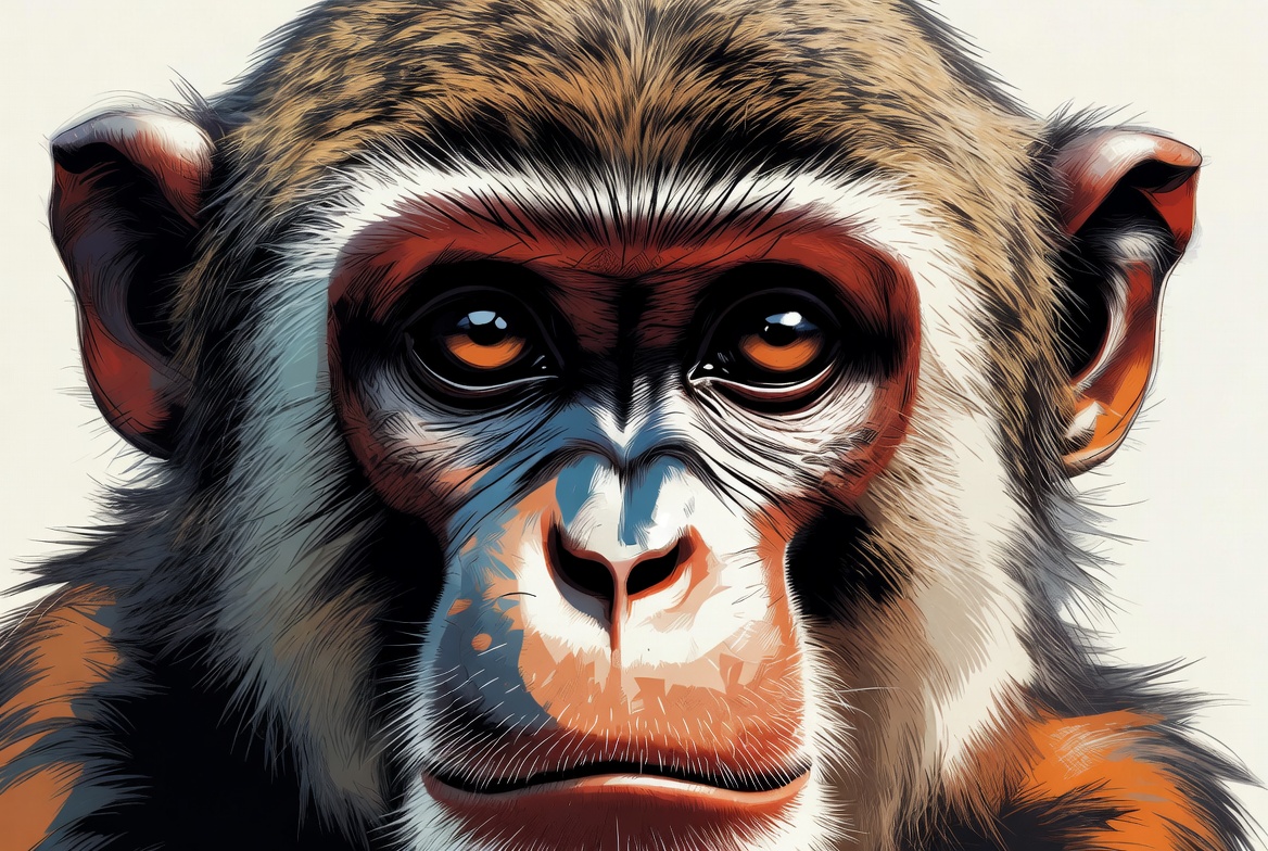 Close-up chimpanzee face illustration Close-up chimpanzee face illustration