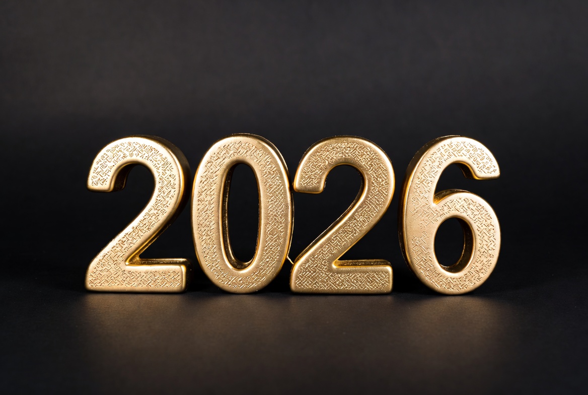 Gold 2026 Numbers on Black Background Gold 2026 Numbers on Black Background