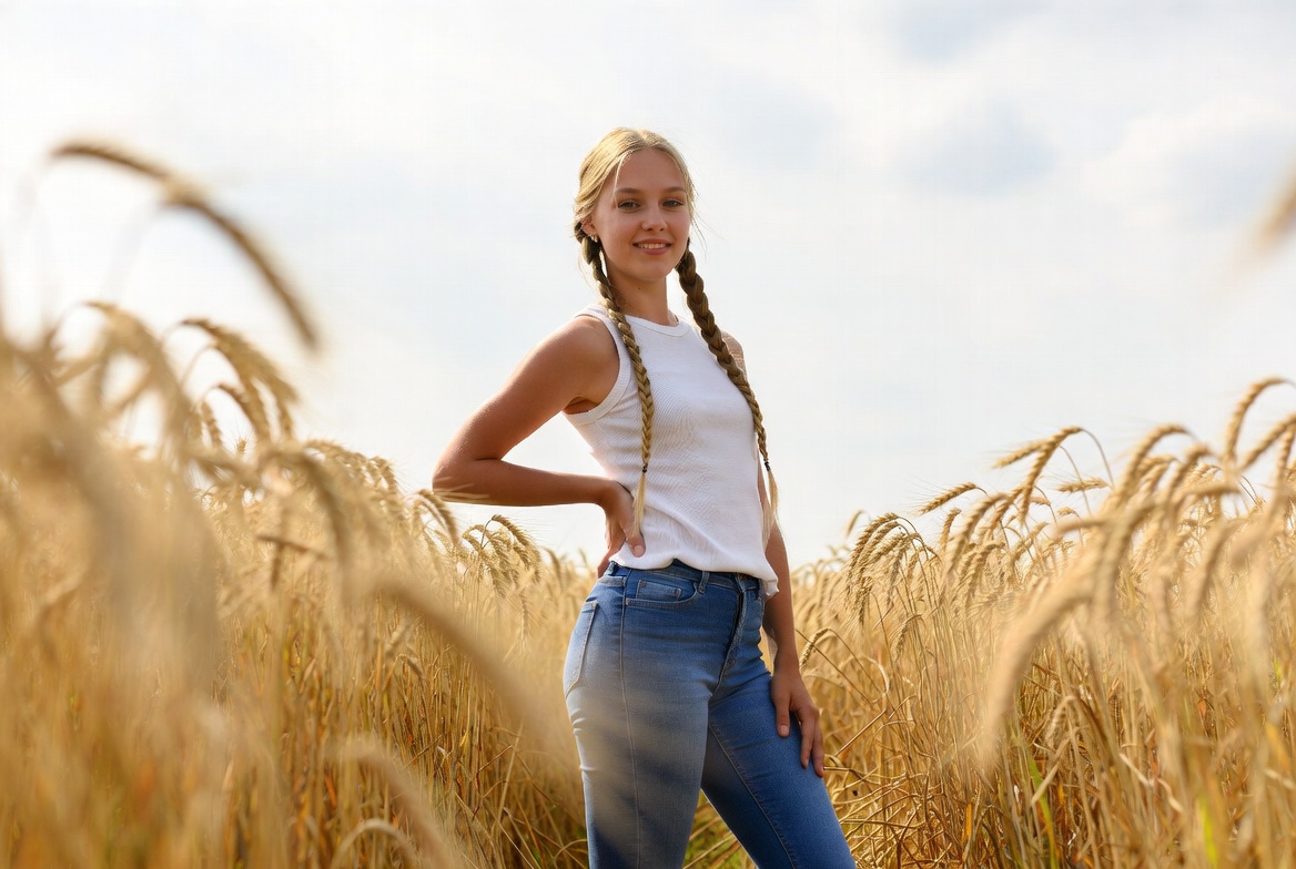 Blonde girl in wheat field Blonde girl in wheat field
