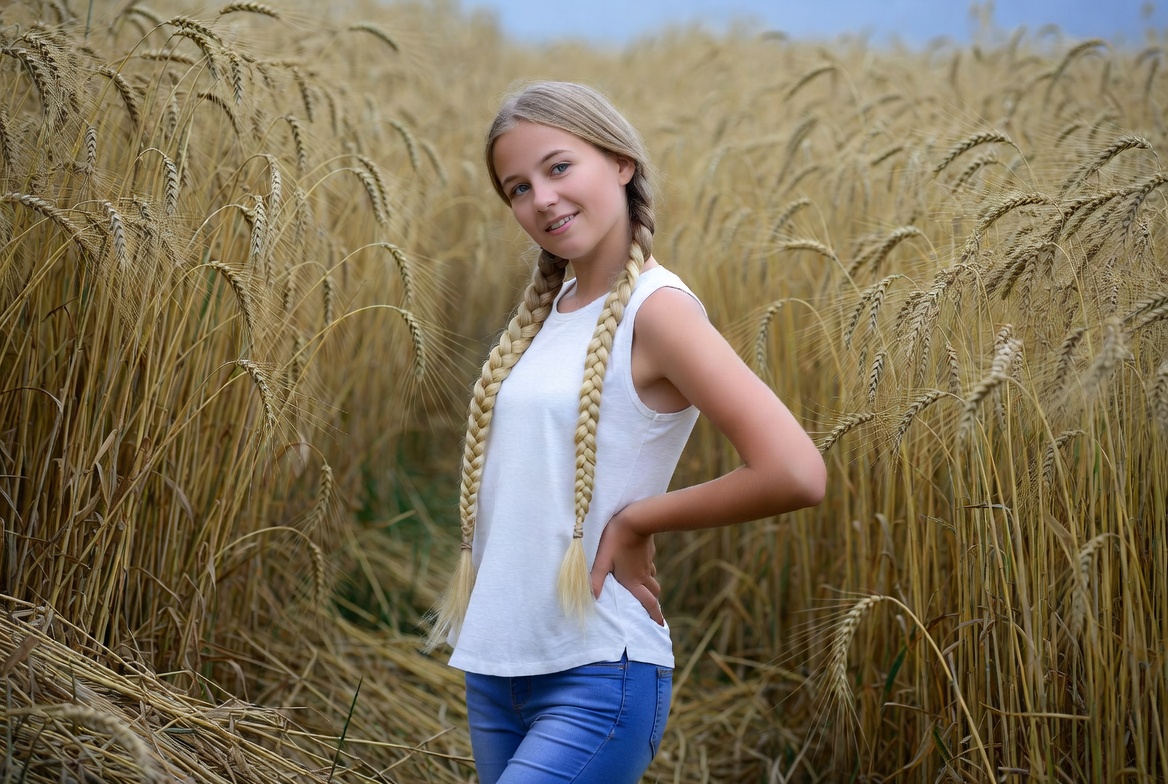 Blonde girl in wheat field Blonde girl in wheat field