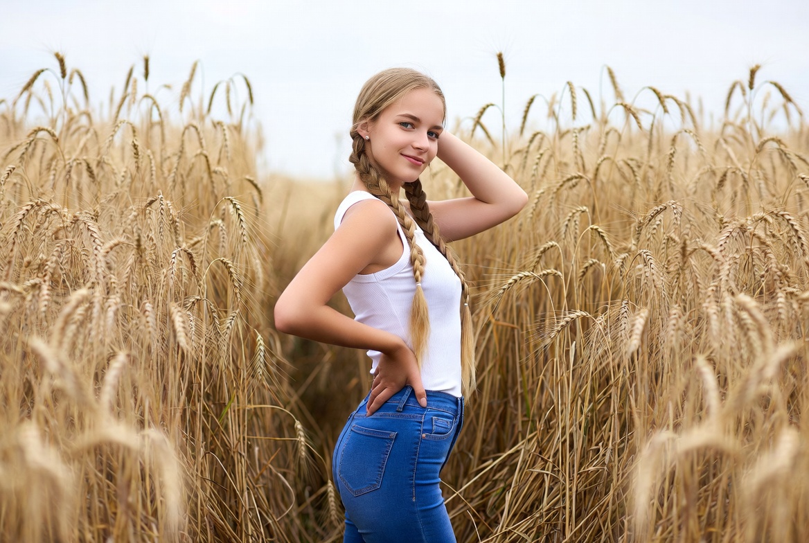 Blonde girl in wheat field Blonde girl in wheat field