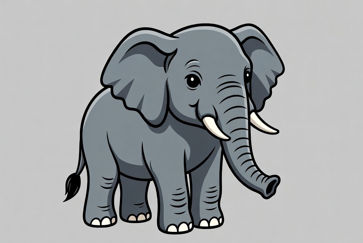 Cute cartoon elephant standing Cute cartoon elephant standing